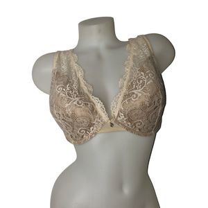 THIRD LOVE Nude 24/7 Lace Contour Plunge Underwire Bra Size 36E